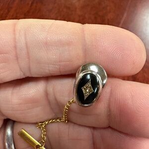 Black onyx and diamond tie tac/ pin